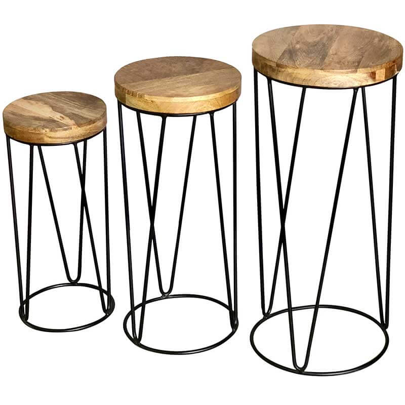 Ravi Industrial Iron Stools Set