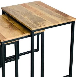 Ravi Industrial Nest Of Tables Solid Mango Wood