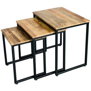 Ravi Industrial Nest Of Tables Solid Mango Wood