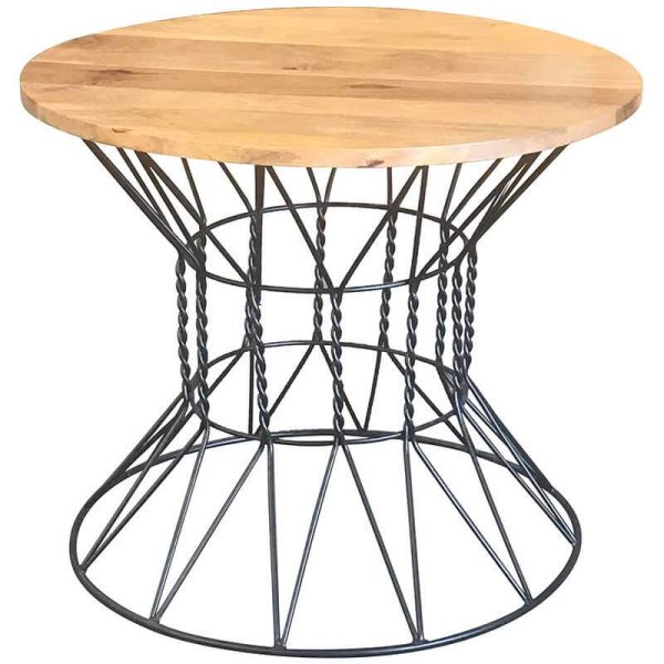 Ravi Industrial Round Dining Table With 2 Chairs
