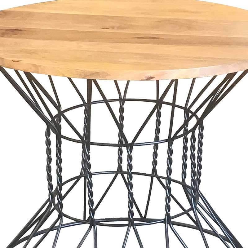 Ravi Industrial Round Dining Table With 4 Chairs Solid Mango Wood