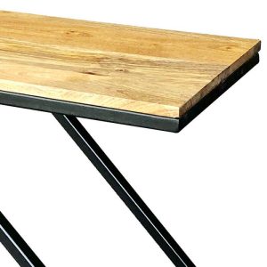Ravi Iron Base Z Shape Side Table Solid Mango Wood