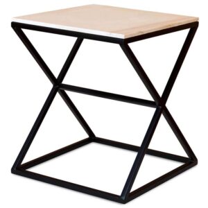 Ravi Industrial Marble Top Lamp Table