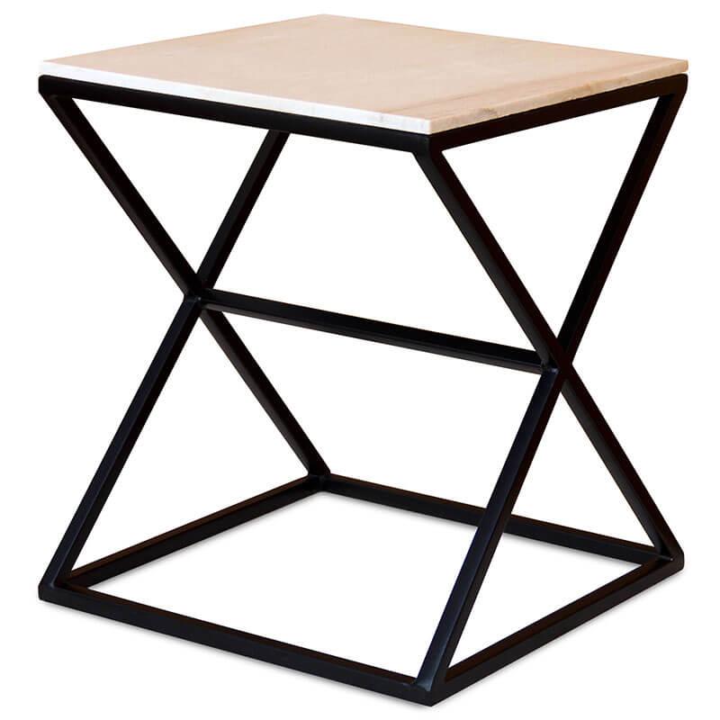 Ravi Industrial Marble Top Lamp Table