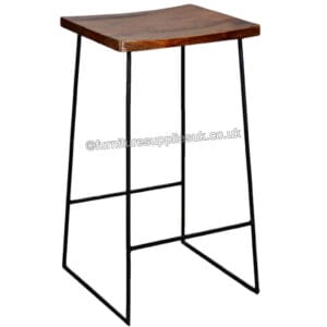 Ravi Industrial Rectangular Wooden Seat Bar Stool
