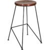 Ravi Industrial Round Wooden Seat Bar Stool