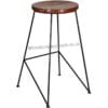 Ravi Industrial Round Wooden Seat Bar Stool
