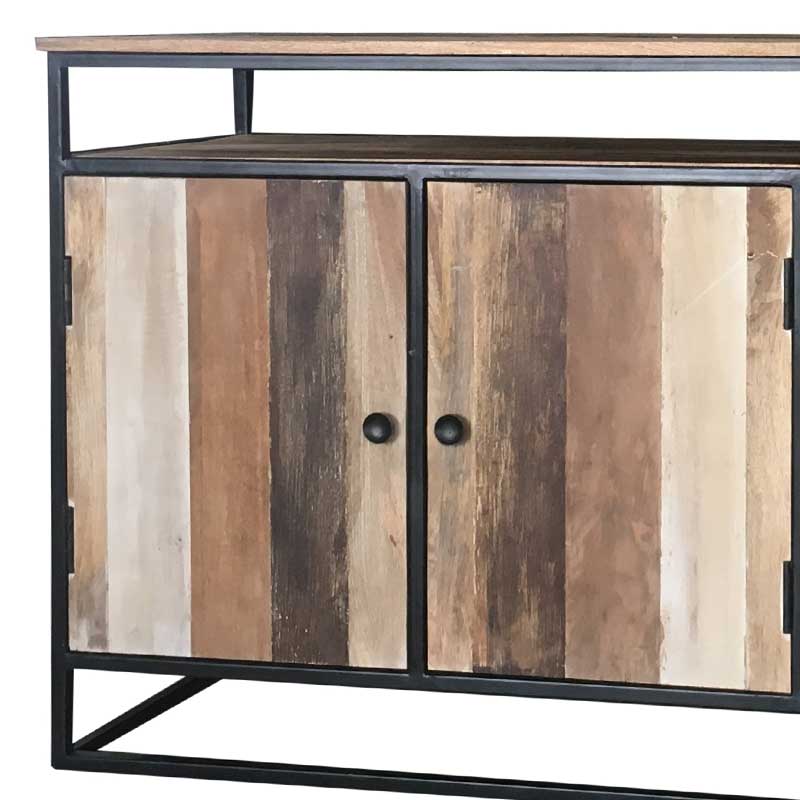 Retro Industrial Reclaimed Top Shelf 3 Door Sideboard
