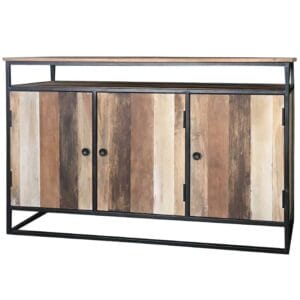 Retro Industrial Reclaimed Top Shelf 3 Door Sideboard