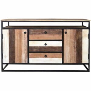 Retro Industrial Top Shelf 2 Door 3 Drawer Sideboard