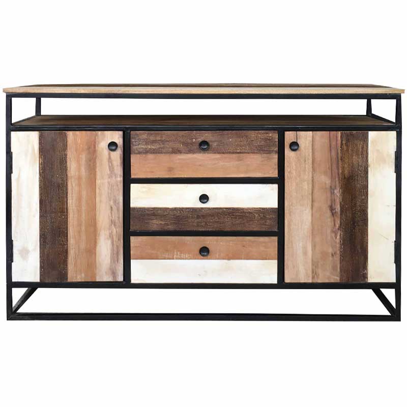Retro Industrial Top Shelf 2 Door 3 Drawer Sideboard