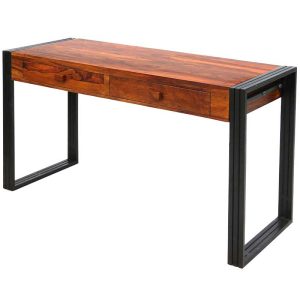 Shipra Industrial Writing Table With 2 Drawers Solid Sheesham Wood