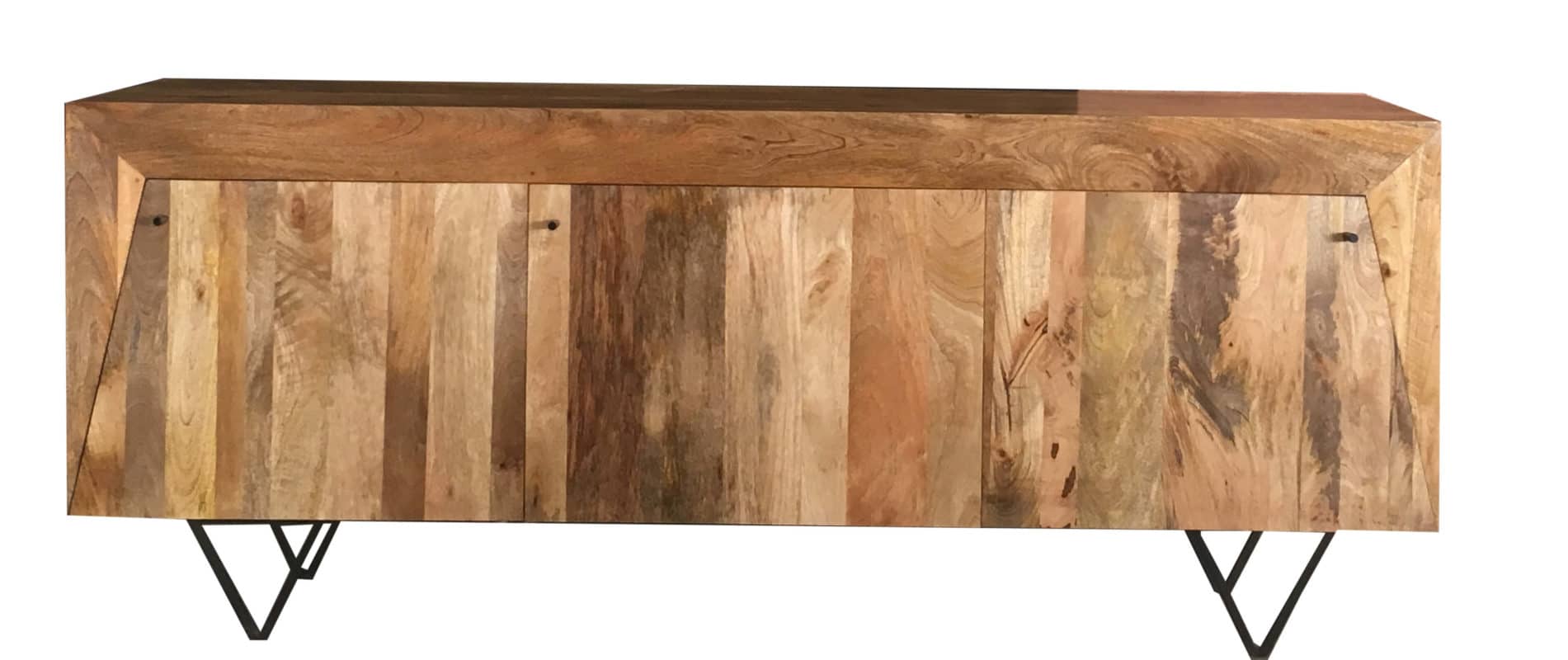 Jaipur Tapas Light Mango 3 Door Sideboard | Iron Base