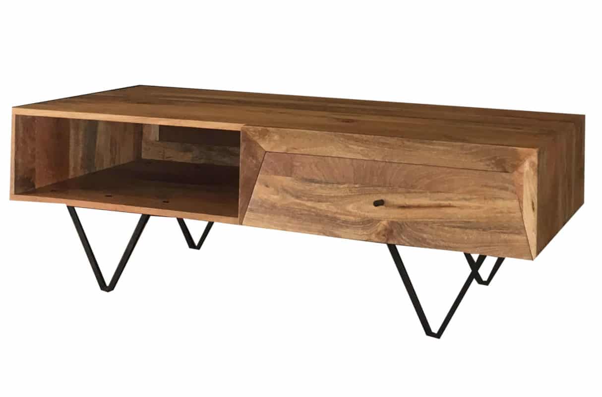 Jaipur Tapas Light Mango Coffee Table 1 Drawer | Iron Base