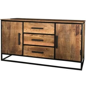 Industrial 2 Door 3 Drawer Sideboard | Light Mango