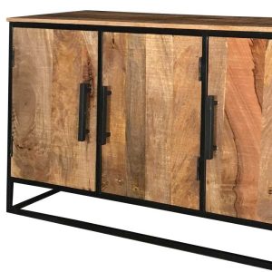 Industrial 3 Door Sideboard Light Mango Solid Wood