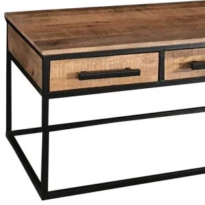 Industrial 3 Drawer Coffee Table Light Mango Solid Wood