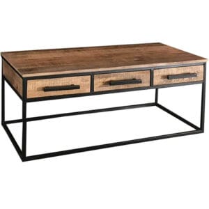Industrial 3 Drawer Coffee Table | Light Mango