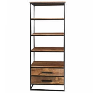 Industrial Bookcase 2 Drawer | Light Mango