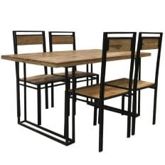 Industrial Mango Dining Table With 4 Chairs 145cm