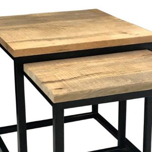 Industrial Nest Of 2 Tables Light Mango Solid Wood