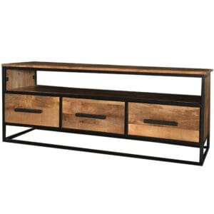 Industrial Open Shelf TV Unit 140cm | Light Mango