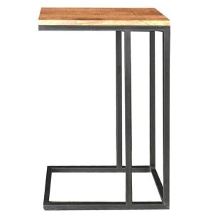 Industrial Side Table Light Mango Solid Wood