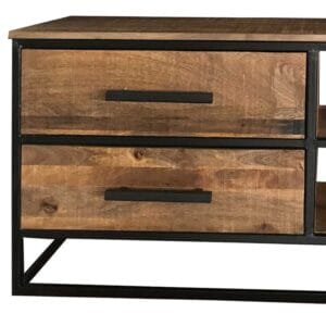 Industrial TV Unit 2 Drawer | Light Mango
