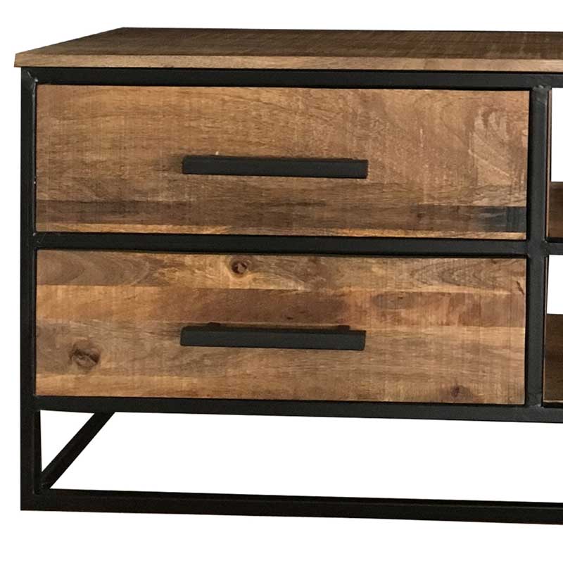 Industrial TV Unit 2 Drawer | Light Mango