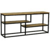 Industrial TV Unit with 2 Shelves Black Metal Frame and Mango Wood