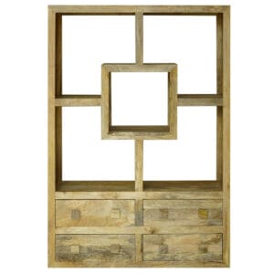 Yoga Straight Bookcase With Drawers Light Mango Colour YOGA007-L