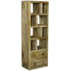Yoga Tall Bookcase With Drawers Light Mango Solid Wood YOGA008-L