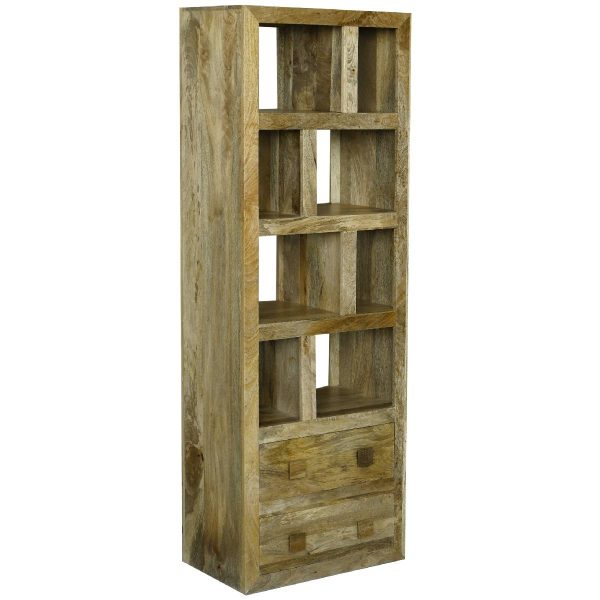 Yoga Tall Bookcase With Drawers Light Mango Solid Wood Yoga008-L