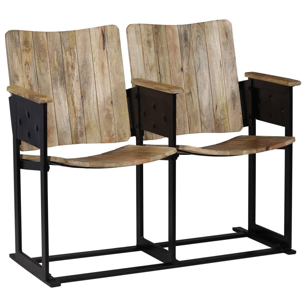2-Seater Bench Solid Mango Wood and Steel 102x55x83 cm