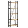 5-Tier Bookcase Solid Mango Wood and Steel 60x30x180 cm