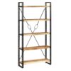5-Tier Bookcase Solid Mango Wood and Steel 90x30x180 cm