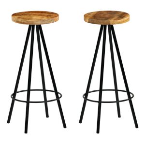 Bar Chairs 2 pcs Solid Mango Wood 30x30x76 cm