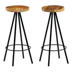 Bar Chairs 2 pcs Solid Mango Wood 30x30x76 cm
