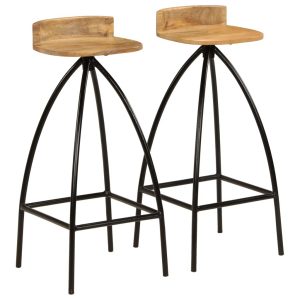 Bar Chairs 2 pcs Solid Mango Wood 40x40x82 cm