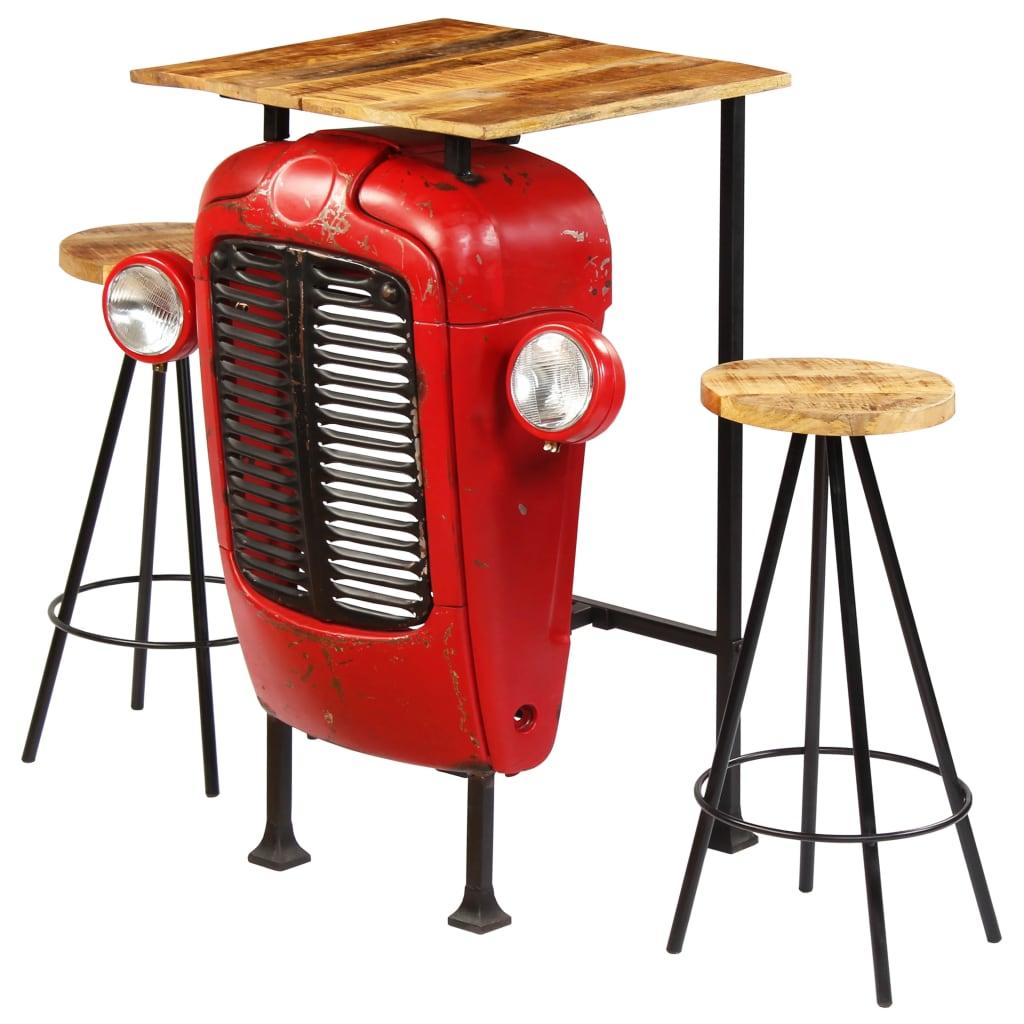 Bar Set 3 Pieces Solid Mango Wood 60x60x107 cm