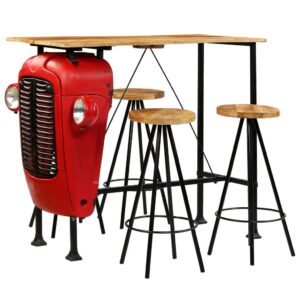 Bar Set 5 Pieces Solid Mango Wood 120x60x107 cm