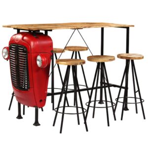 Bar Set 7 Pieces Solid Mango Wood 150x60x107 cm