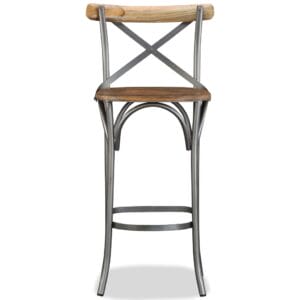 Bar Stool Solid Mango Wood and Steel Cross Back
