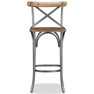 Bar Stool Solid Mango Wood and Steel Cross Back