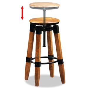Bar Stools 2 pcs Solid Mango Wood and Steel