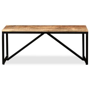 Small Industrial Bench Black Frame with Mango Wood 110cm