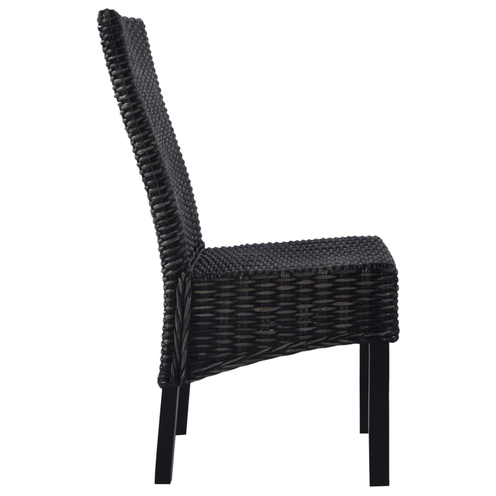 Casa Black Dining Chairs 2 pcs Kubu Rattan and Mango Wood