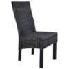 Casa Black Dining Chairs 2 pcs Kubu Rattan and Mango Wood