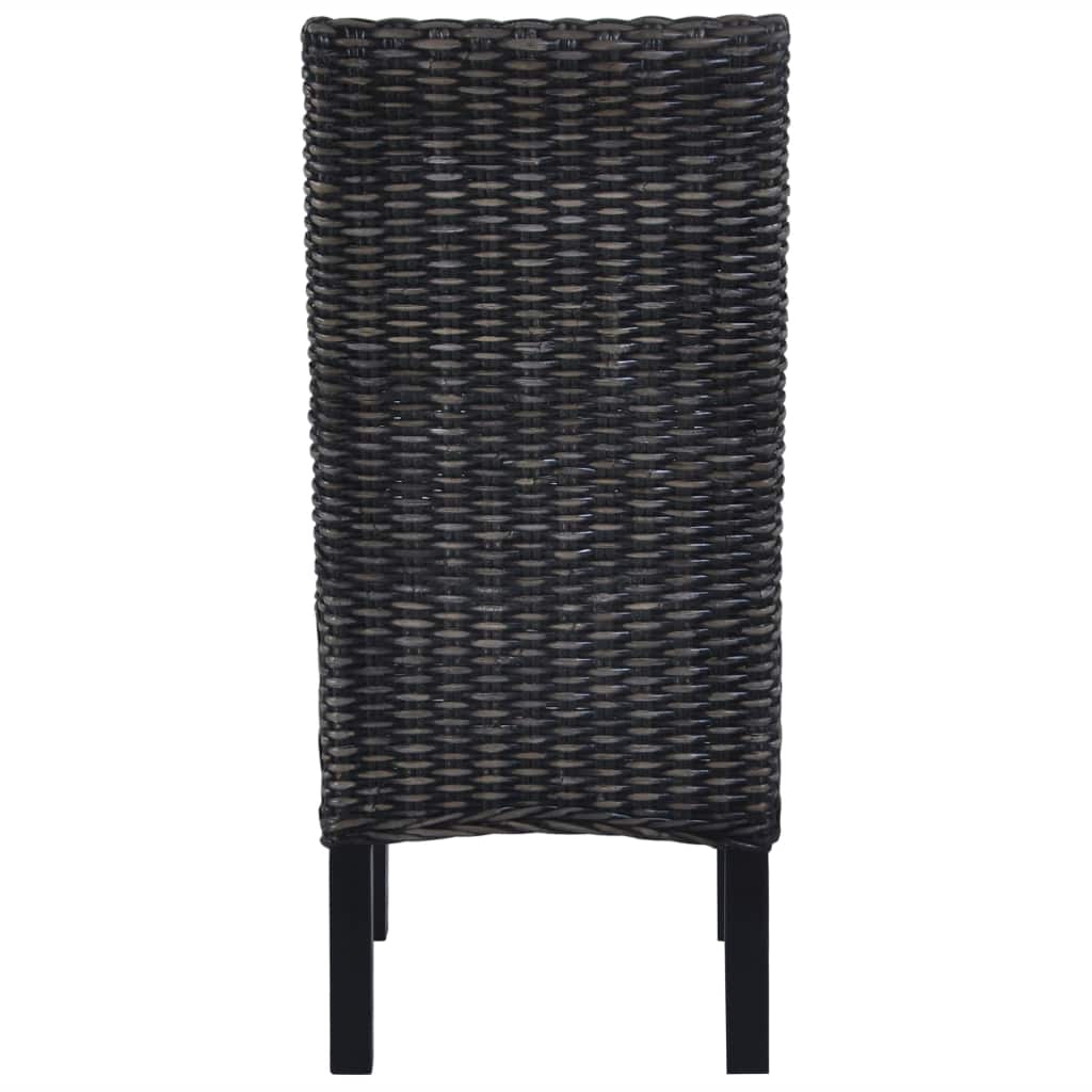 Casa Black Dining Chairs 2 pcs Kubu Rattan and Mango Wood