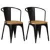 Casa Black Steel Frame Dining Chairs x2 Solid Mango Wood